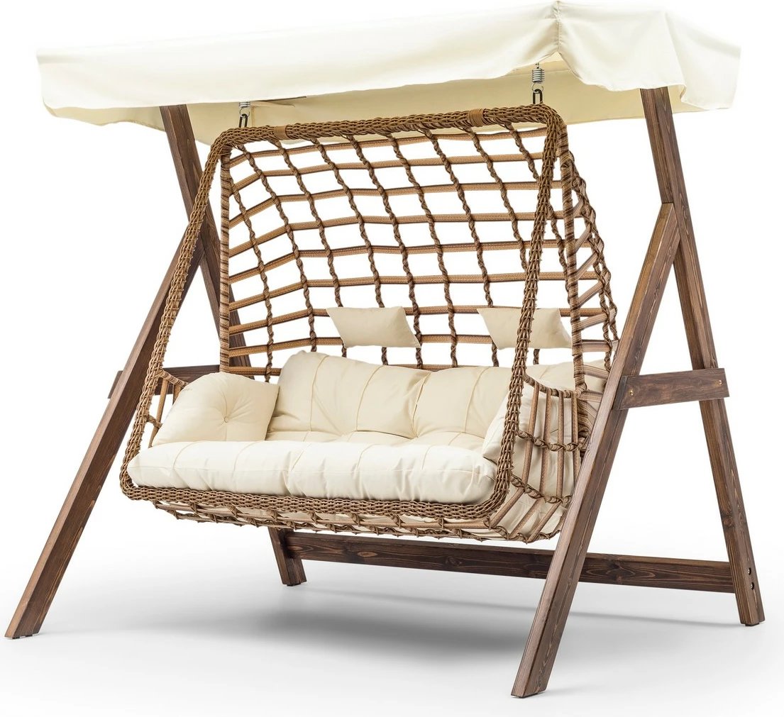 Karrige lëkundëse dyshe për kopsht, Skye Decor, Girne, krem