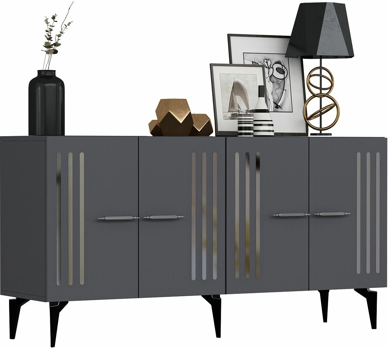 Konsol Skye Decor, anthracite, argjend