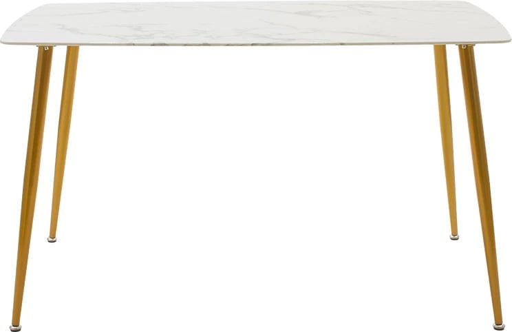 Tavolinë ngrënieje Paris xham 8mm mermer i bardhë-ari 150x80x75cm