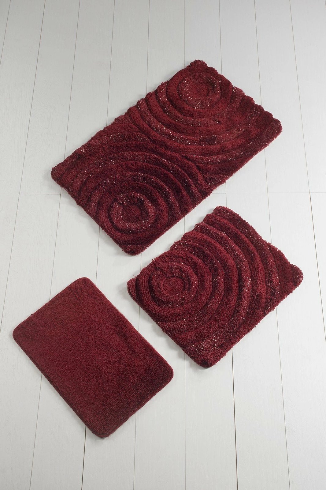 Set tapetash për banjo, akrilik, 3 copë, Mijölnir, valë, e kuqe