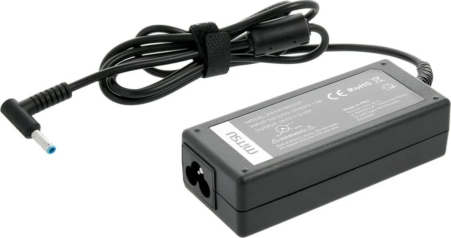 Furnizues rryme Mitsu ZM/HP195333P për laptop HP, 65W, 19.5V 3.33A, 4.5x3.0 mm, i zi