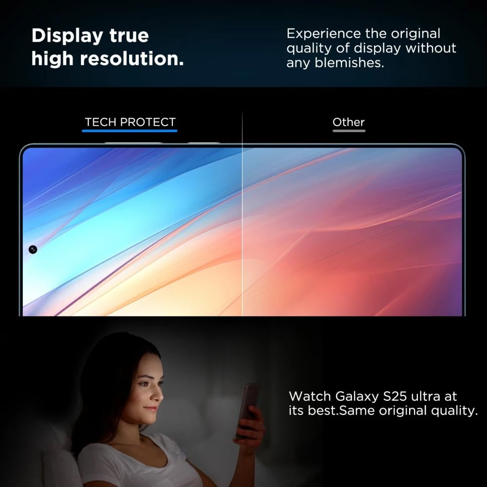 Xham mbrojtës Tech-Protect Quick Set+ për Samsung Galaxy S25 Ultra, Transparent, 2 copë