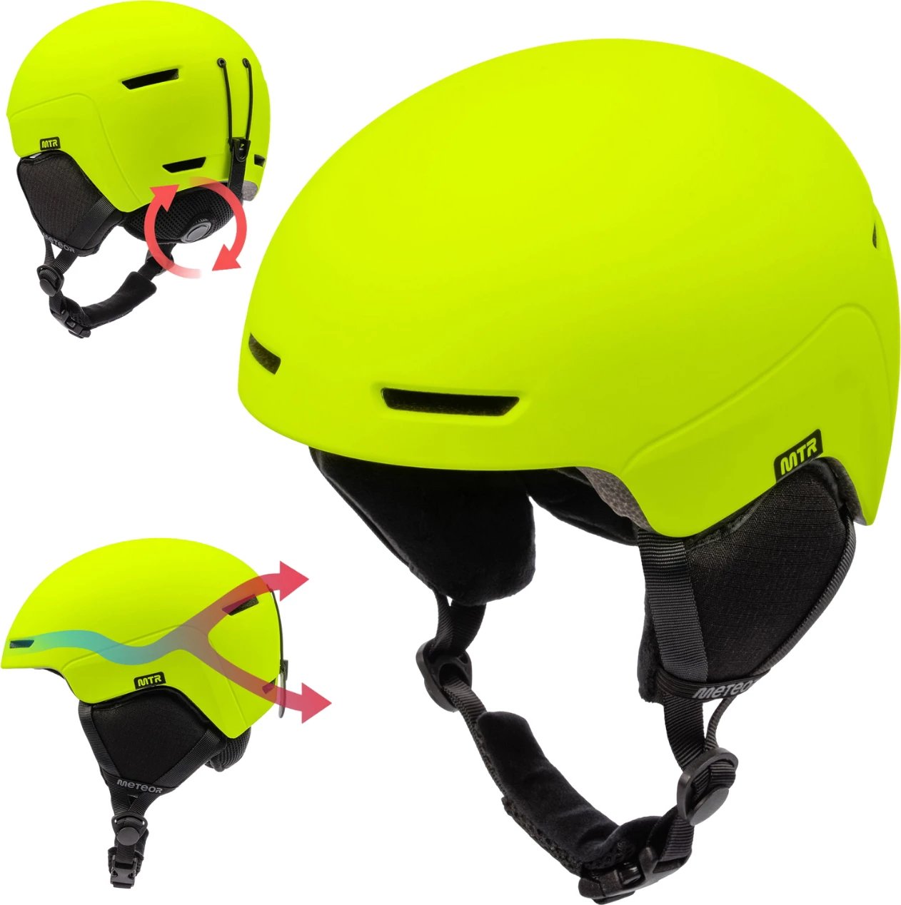 Helmetë skijimi Meteor unisex, neon e verdhë