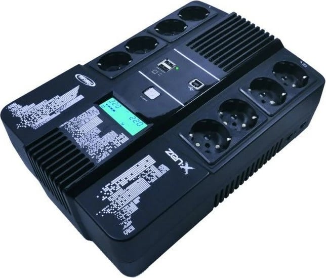UPS Infosec Zen-X 1000, 1 kVA, 600 W, 8 dalje AC, E zezë UPS Infosec Zen-X 1000, 1 kVA, 600 W, 8 dalje AC, E zezë