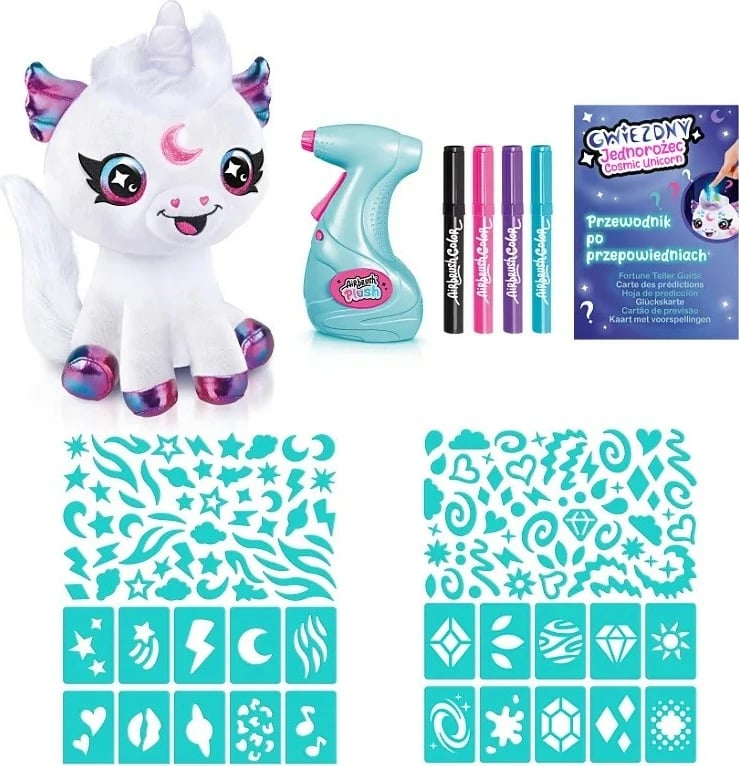 Set pelushi Epee EP60179 njëbrirësh me brirë që ndriçon, airbrush dhe markera, për fëmijë 6+, Multicolor