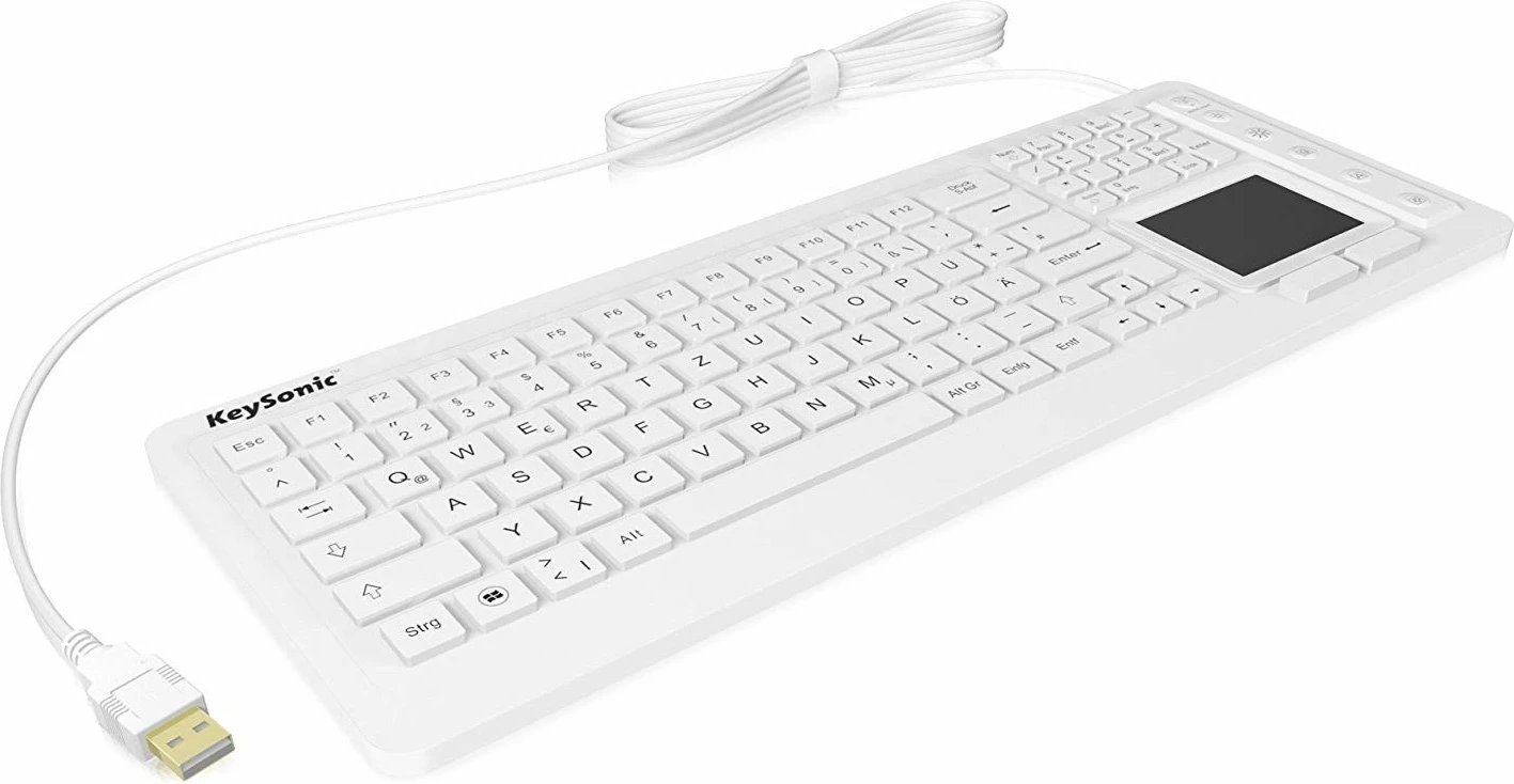Tastierë KeySonic KSK-6231INEL, full-size, USB, QWERTZ, touchpad, e bardhë