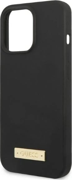 Mbështjellës Guess GUHMP13LSPLK për iPhone 13 Pro/13 6.1", silikon, MagSafe, zi