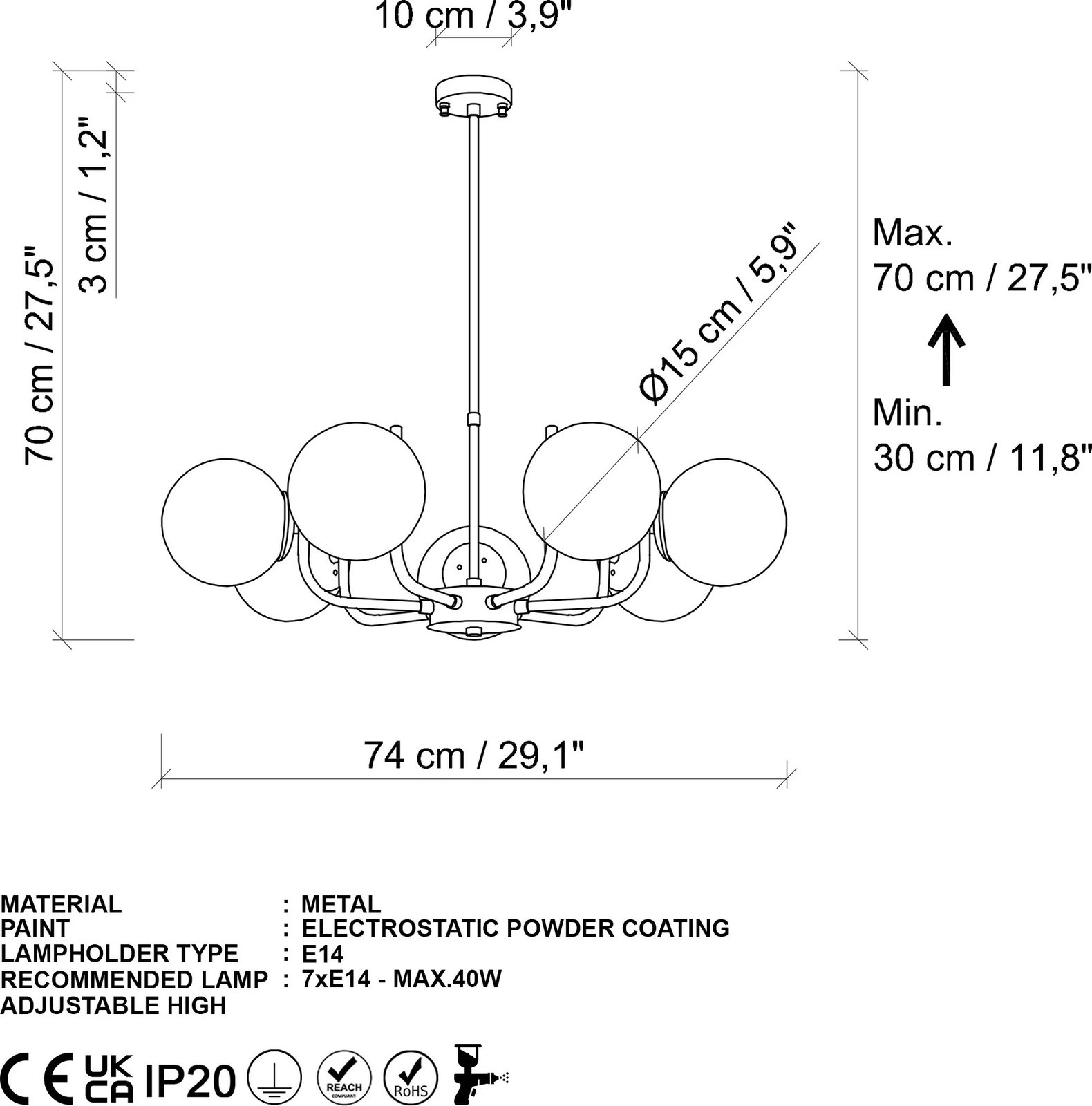 Llambadar Opviq, Antler - 13769, ngjyrë e zezë