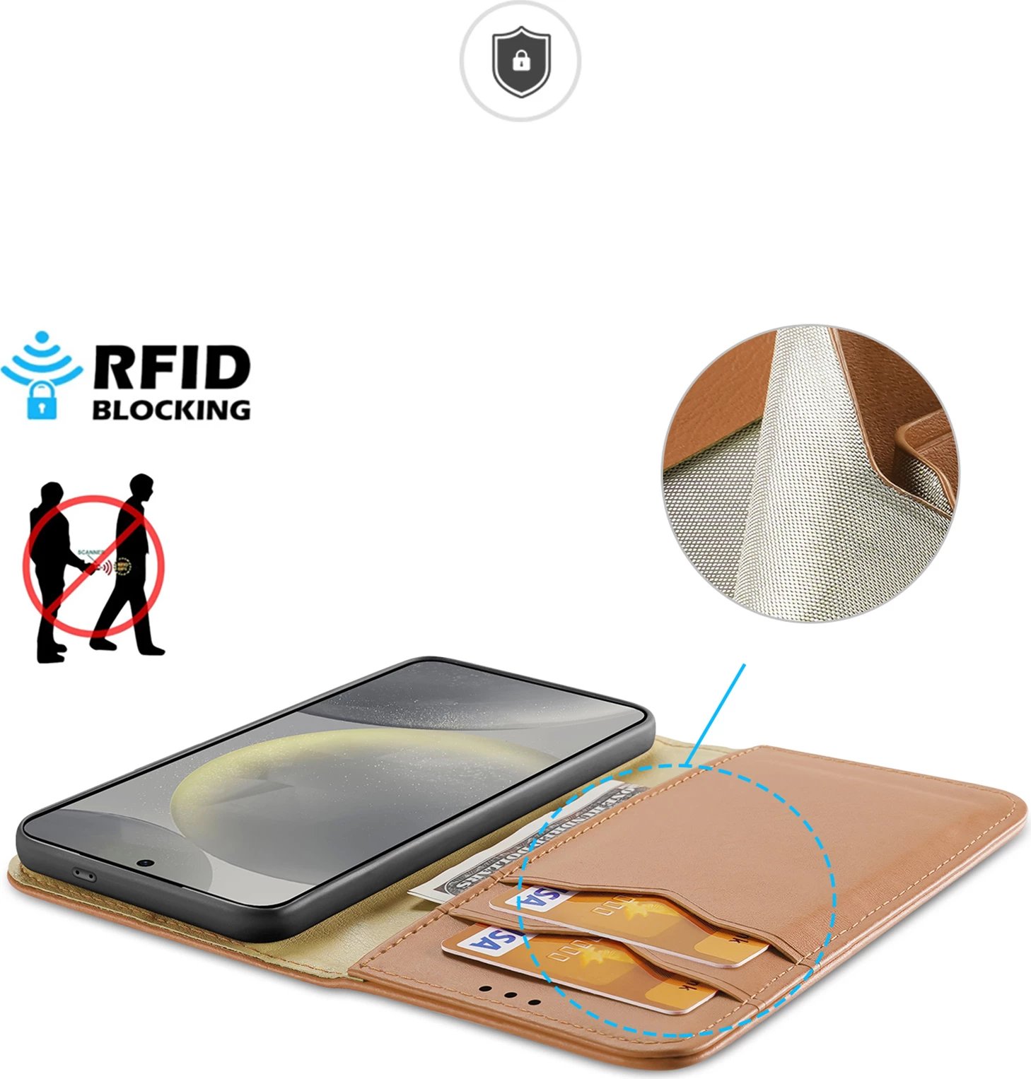 Mbështjellës Dux Ducis Hivo për Samsung Galaxy S24 Plus, me kapak, portofol, RFID blocker, Kafe