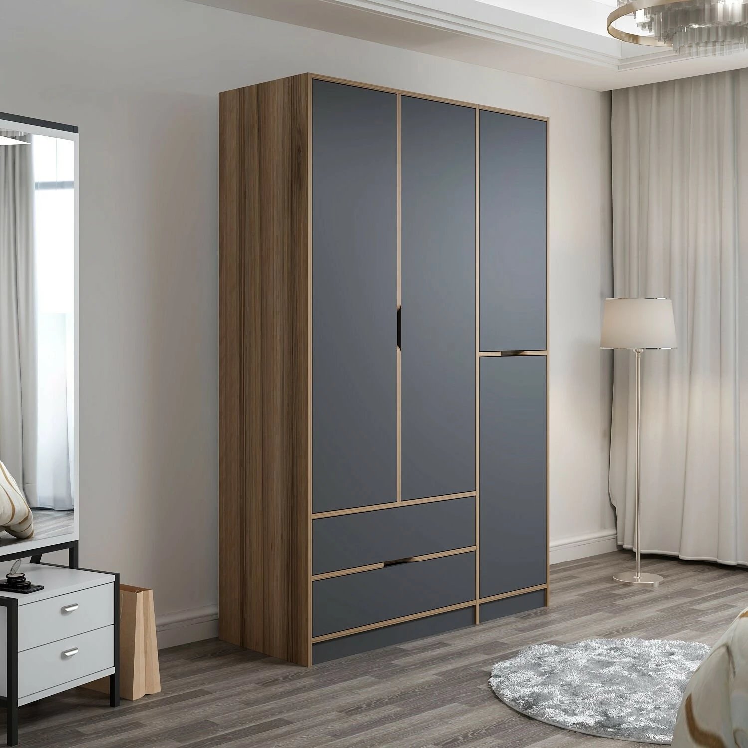 Dollap Hanah Home, Elina, anthracite-dore, 140x208x52cm