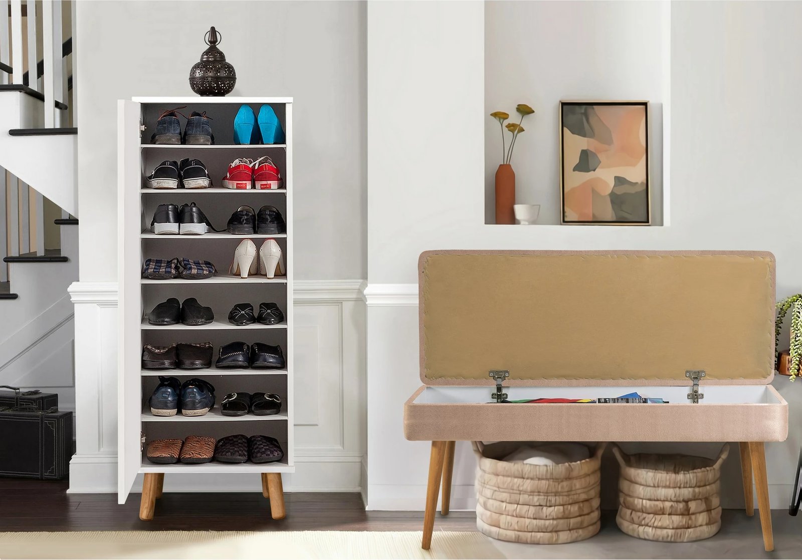 Set mobiljesh për korridor, ngjyrë e bardhë dhe gur, Skye Decor, 200-0900