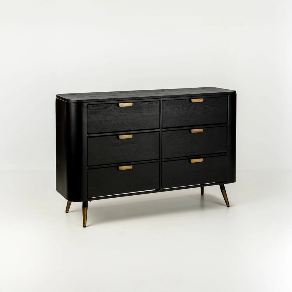 Komodë Colombo, e zezë me detaje të arta, 118x39x77