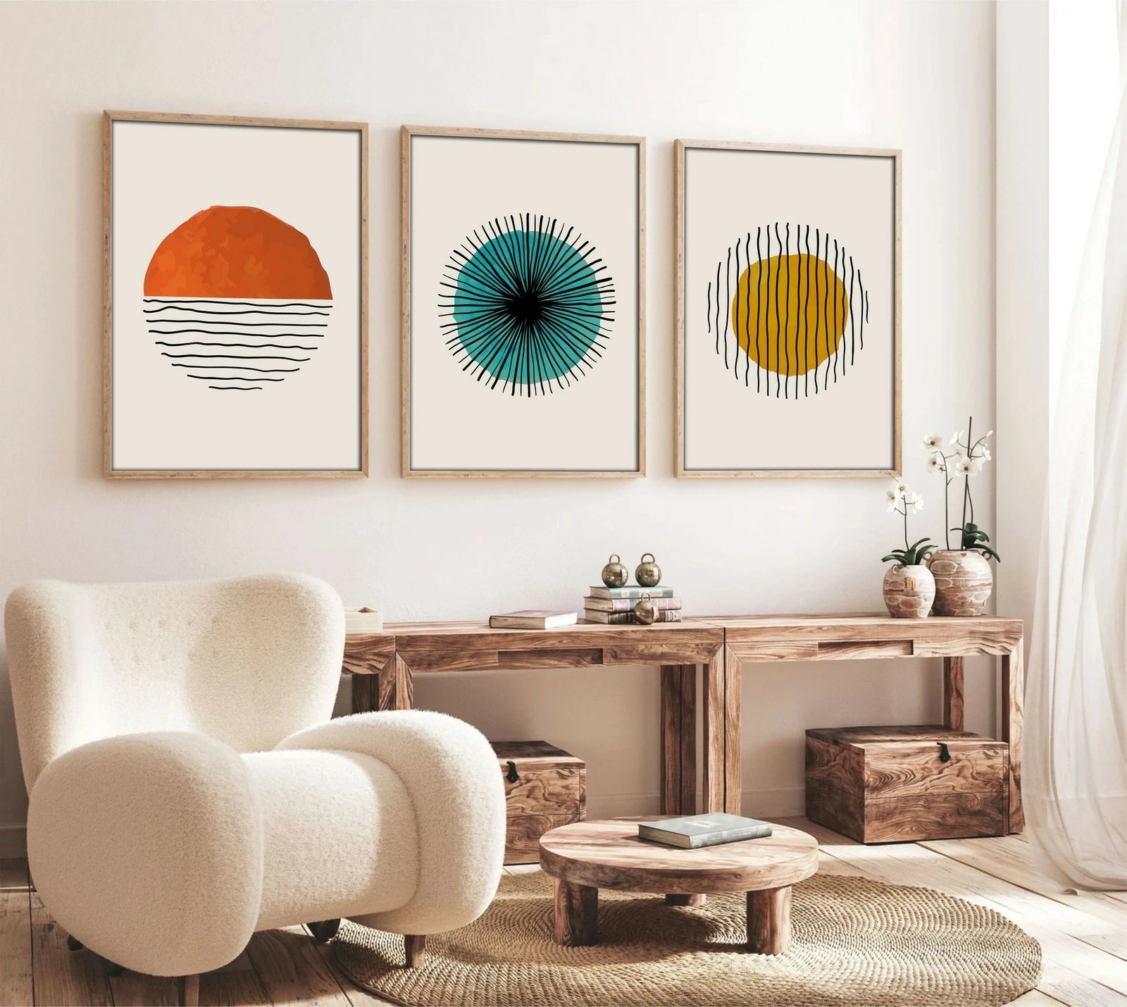 Pikturë dekorative me kornizë MDF (3 copa), Wallity, Huhu12, 70x50