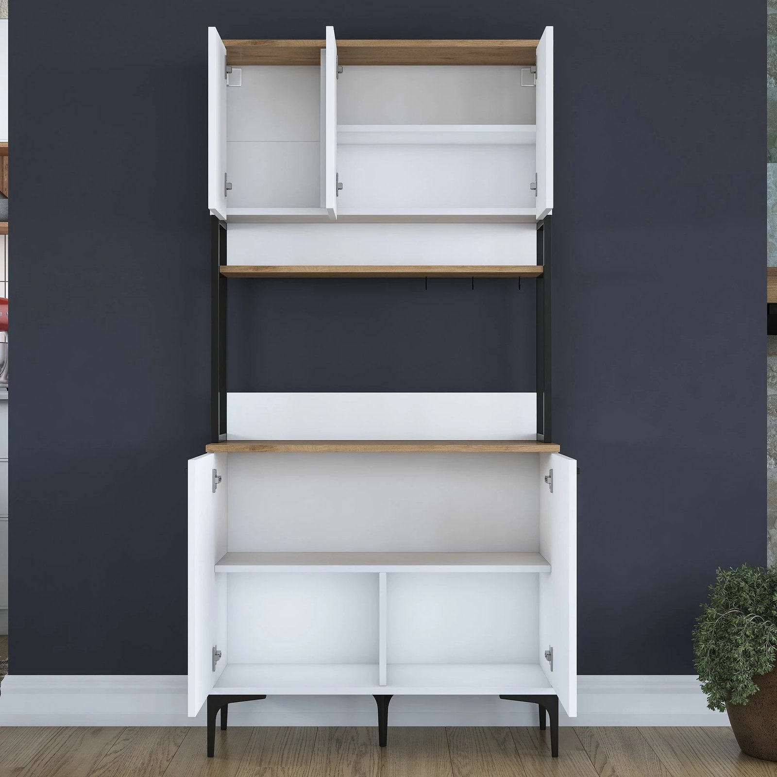 Dollap multifunksional, ngjyrë arre dhe e bardhë, Skye Decor, JE193 - 3799