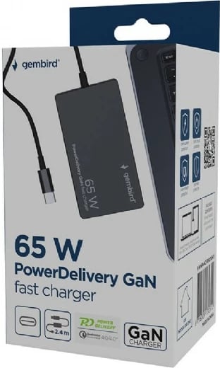 Karikues universal Gembird NPA-AC-PDQC65-01, 65W, USB-C, i zi