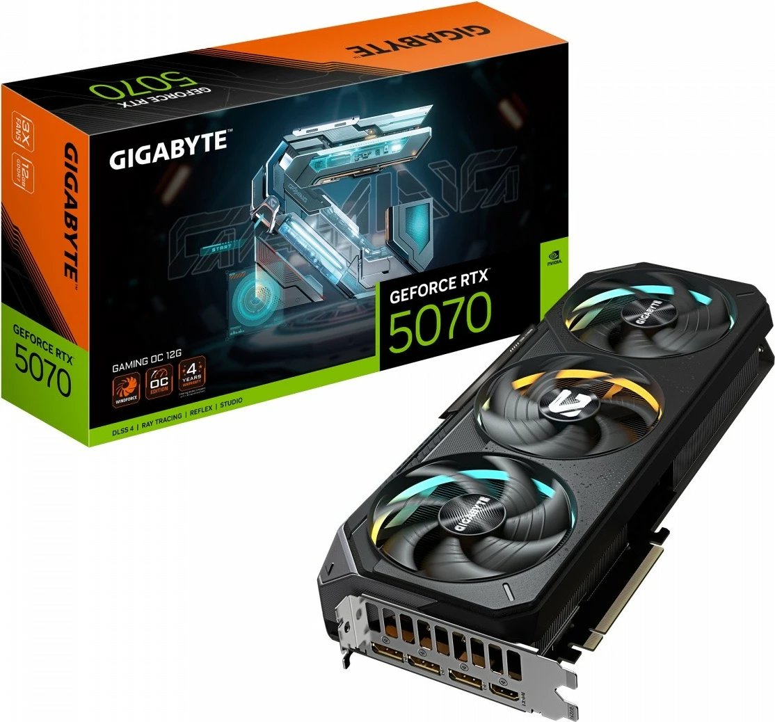 Kartë grafike Gigabyte GeForce RTX 5070 GAMING OC, 12GB GDDR7, 192-bit, PCI-E 5.0, e zezë