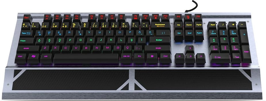 Tastierë mekanike gaming Incase IKG-444, RGB, full-size, layout gjerman, gri