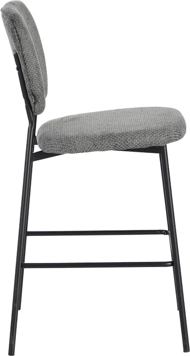 Karrige për bar Cathair, pëlhurë bouclé, ngjyrë gri e errët, këmbë metalike të zeza, 48x54x100cm