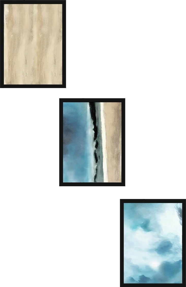 Pikturë dekorative me kornizë MDF, 3 copë, Wallity, Huhu470S, 20x30cm