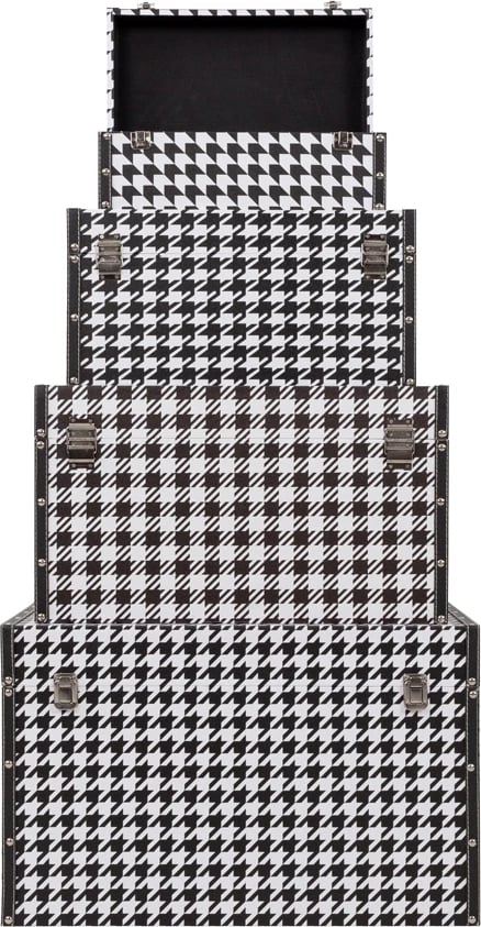 Set katër sanduqesh Ferre, e zezë dhe e bardhë, 64x40x40 Set katër sanduqesh Ferre, e zezë dhe e bardhë, 64x40x40