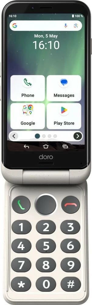 Celular Doro Aurora A20, butona të mëdhenj, i bardhë