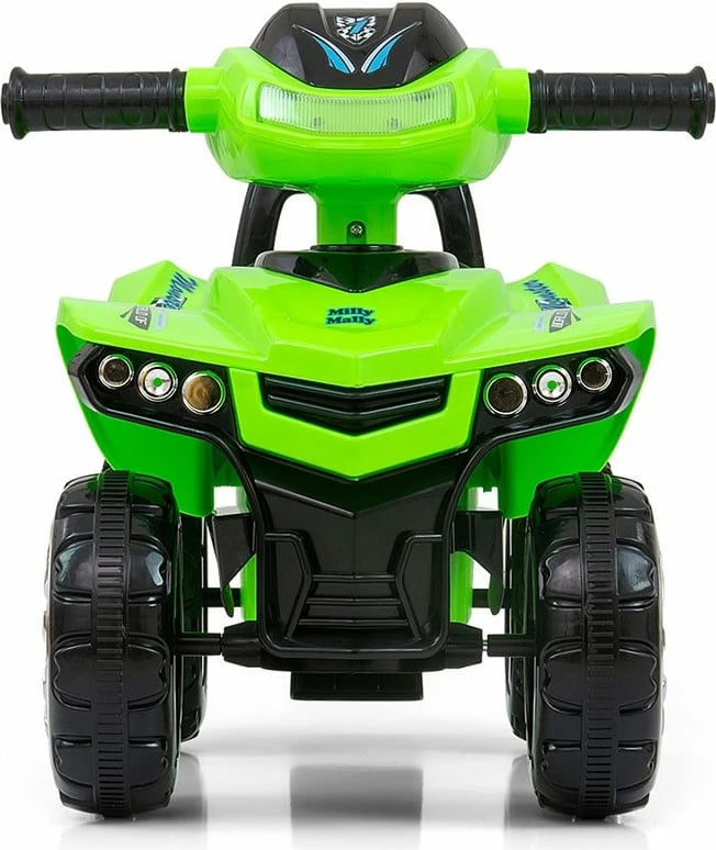 Quad me tinguj për fëmijë, Milly Mally Monster, timon interaktiv, drita, ngarkesa 25 kg, prej 12m+, jeshile