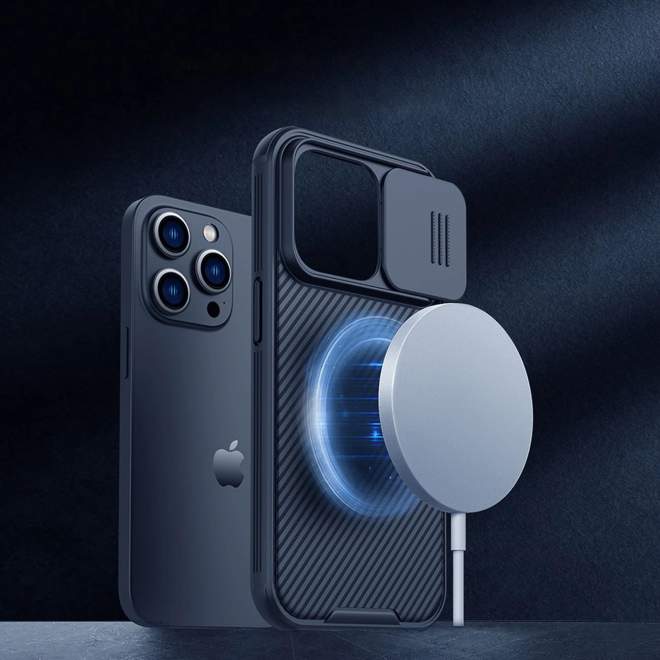 Mbështjellës Nillkin CamShield Pro Magnetic për iPhone 14 Pro Max, MagSafe, mbrojtje kamerës, Blu