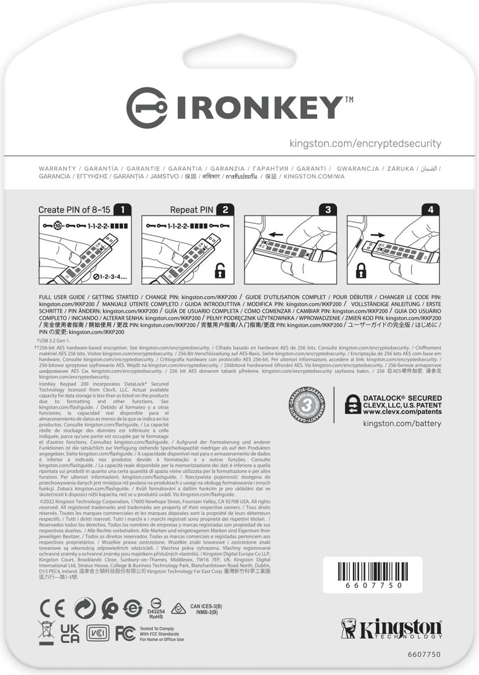 USB Kingston IronKey Keypad 200 32GB, USB 3.2, blu
