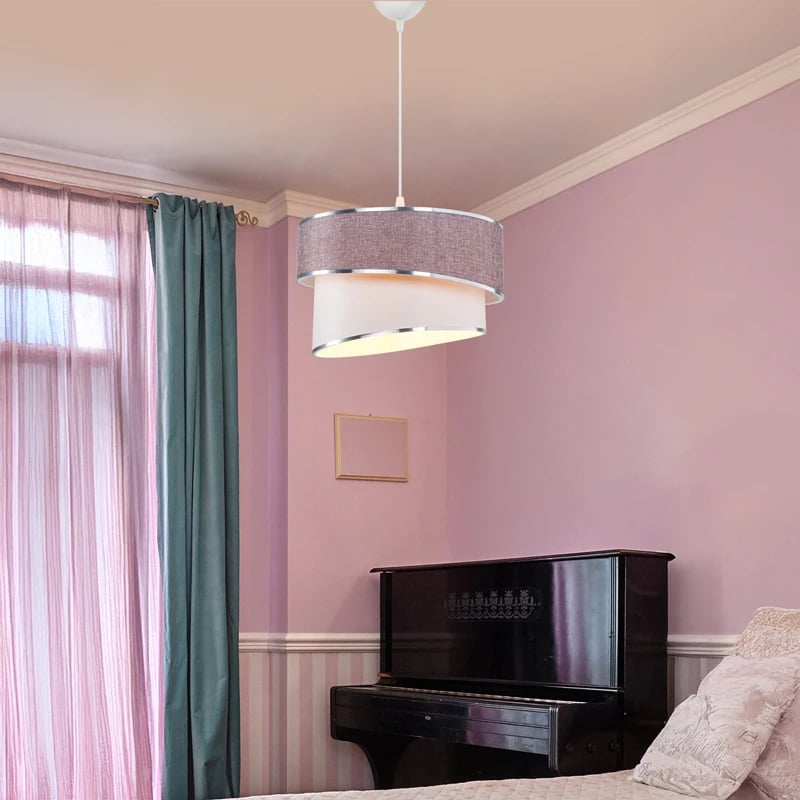 Dritë tavani Loopy E27 rozë-bardhë D30x18cm