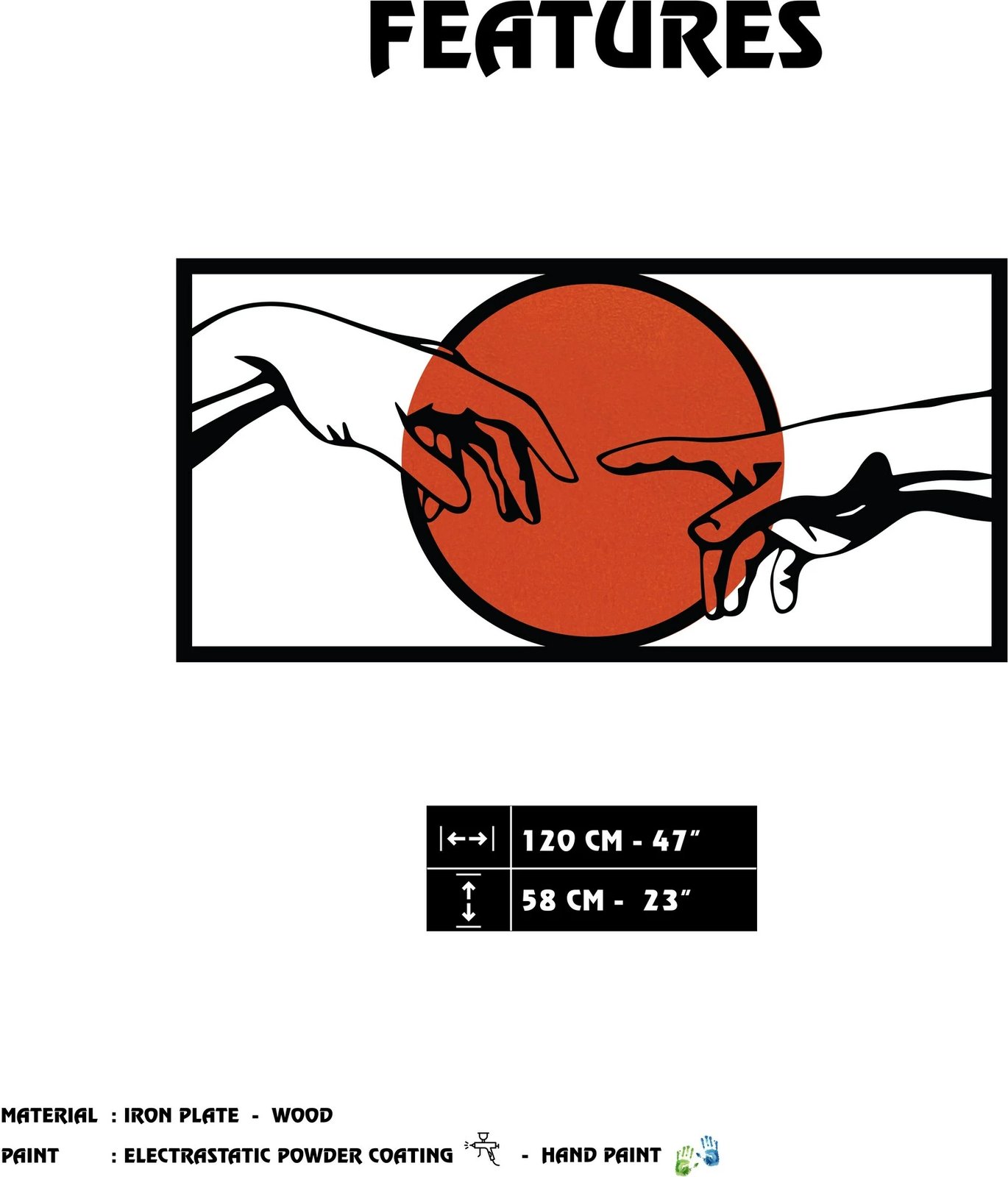 Aksesor dekorativ muri prej metali Wallity, Genesis, shumëngjyrësh, 120x58cm