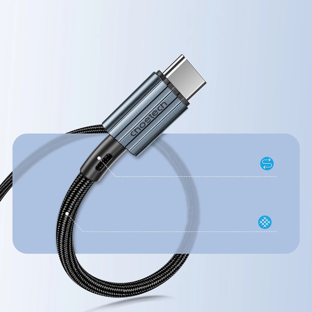 Kabllo USB-C në USB-C Choetech XCC-1014, 1.2m, 60W, Gri