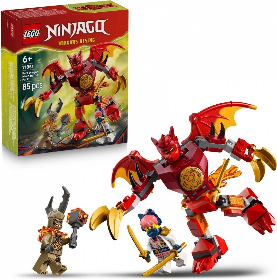 Set ndërtimi, LEGO NINJAGO 71851 Kai Dragon Mech Battle Pack, 85 pjesë