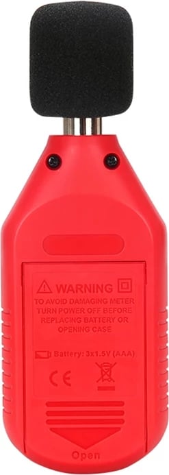 Matës niveli zhurme, UNI-T, UT353, 30-130 dB, saktësi ±1.5 dB, LCD me ndriçim, mikrofon 1/2", set me 3x AAA dhe mbrojtëse ere