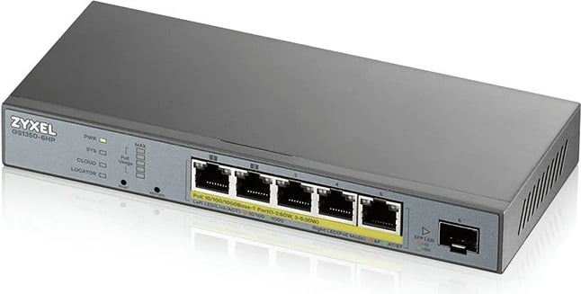 Switch Zyxel GS1350-6HP-EU0101F, Managed, L2, Gigabit Ethernet, PoE, Wall mountable