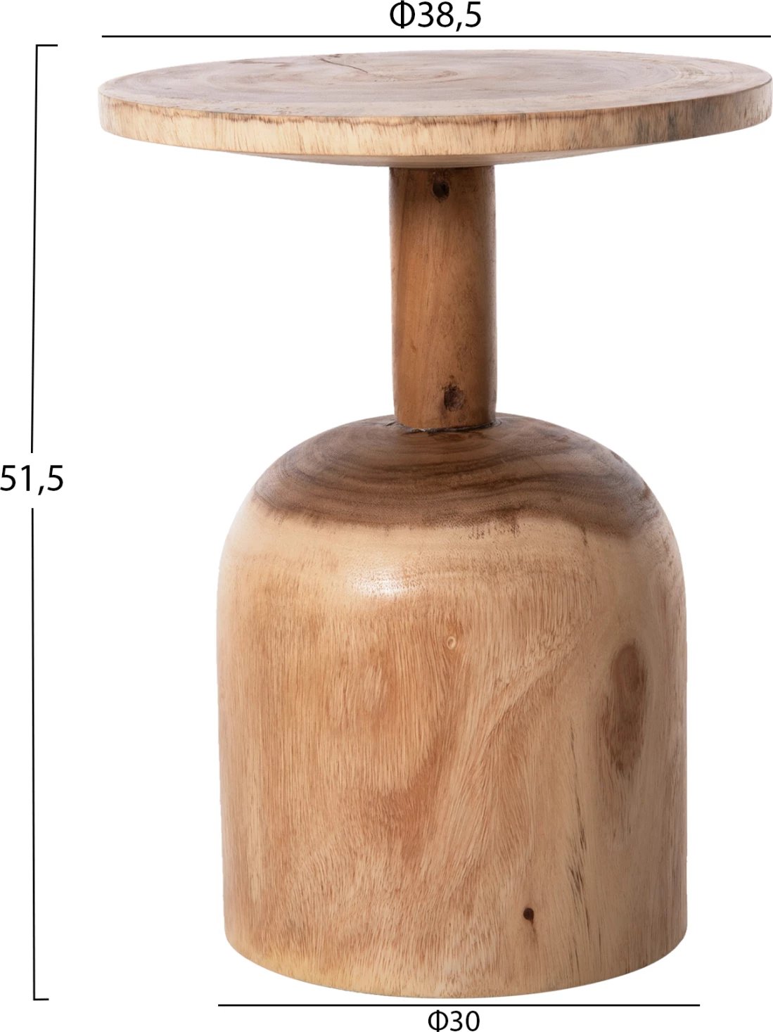 Set 2 tavolina anësore, dru Suar, natyral, Φ38,5 & Φ39,5 cm