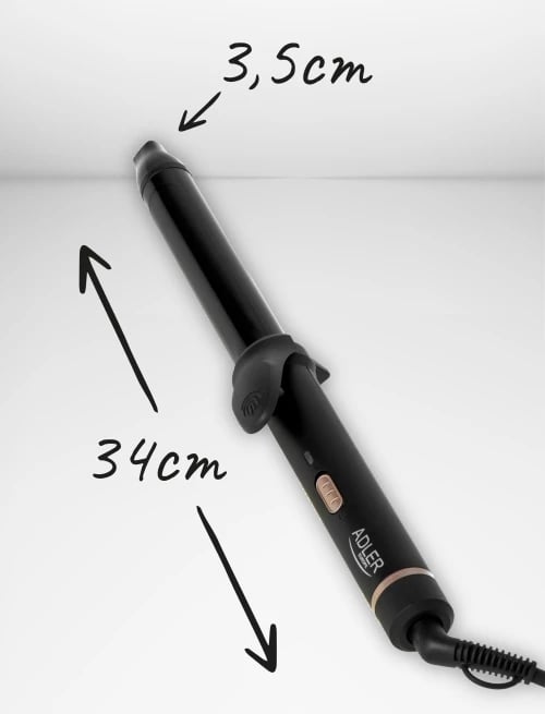 Hekur kaçurrelash, Adler, AD 2115, 25mm keramikë, 45W, kabllo 1.88m, i zi me elemente të arta