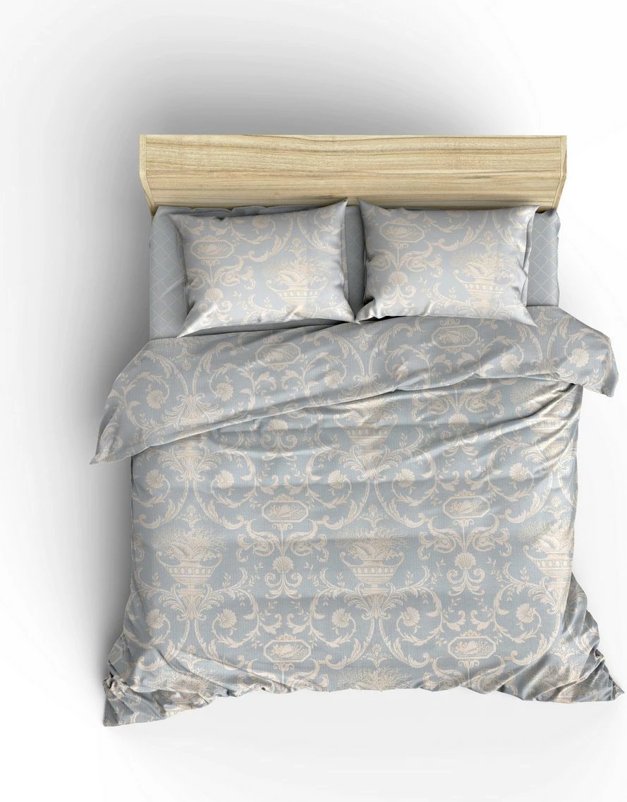 Set piké dopio L'essentiel, Tuval, ngjyrë kaltër-bardhë