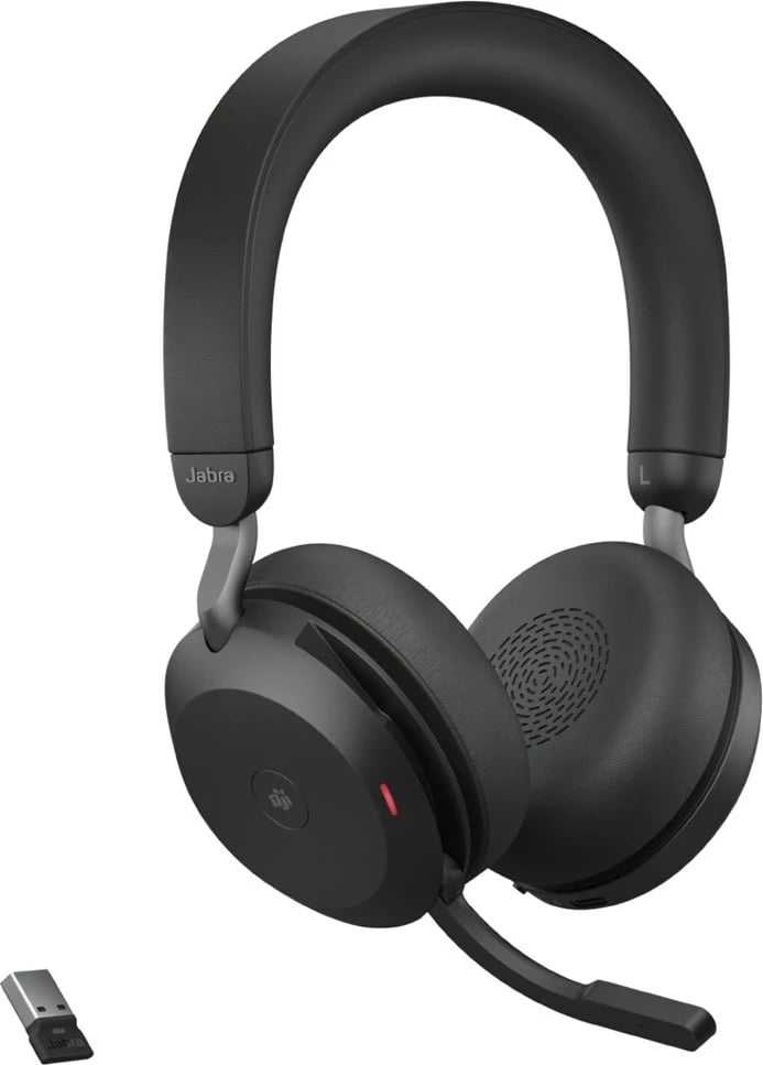 Kufje Jabra Evolve2 75 me qëndrim tavoline, Wireless, USB-A, për MS Teams, e zezë