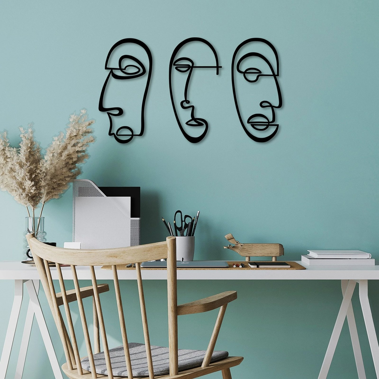 Aksesor dekorativ metalik për mur, Wallity, majtas-djathtas, 3 copë