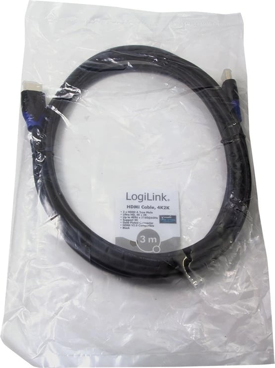Kabllo HDMI LogiLink CH0063, 3m, 4K, 3D, e zezë