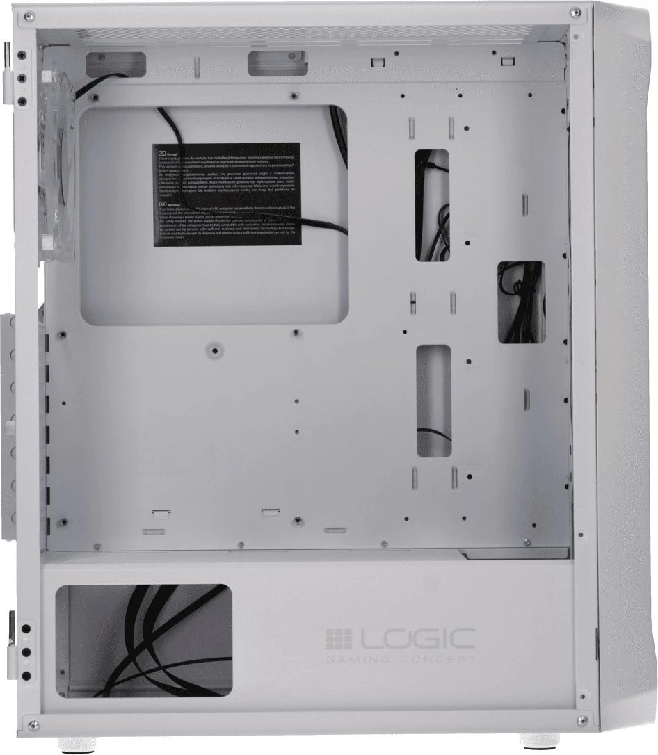 Kasë PC Logic Concept Portos ARGB Midi Tower, ATX/Micro ATX, x4 ARGB, panel anësor xham i kalitur, USB 3.0, White