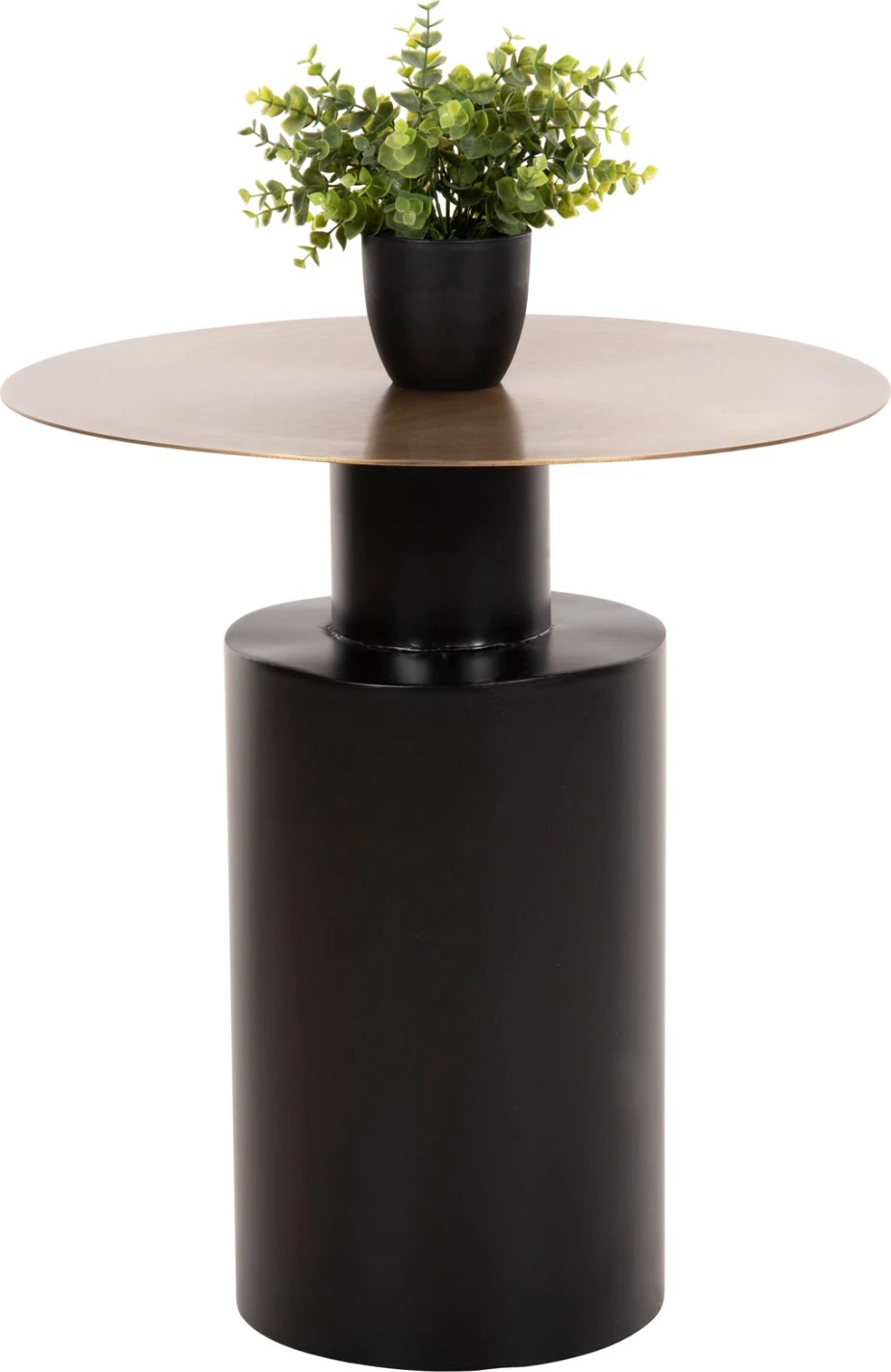 Tavolinë anësore e rrumbullakët CUTTY FH9723 metalike, ngjyrë e zezë dhe bronz antik, Φ51x55.5H cm