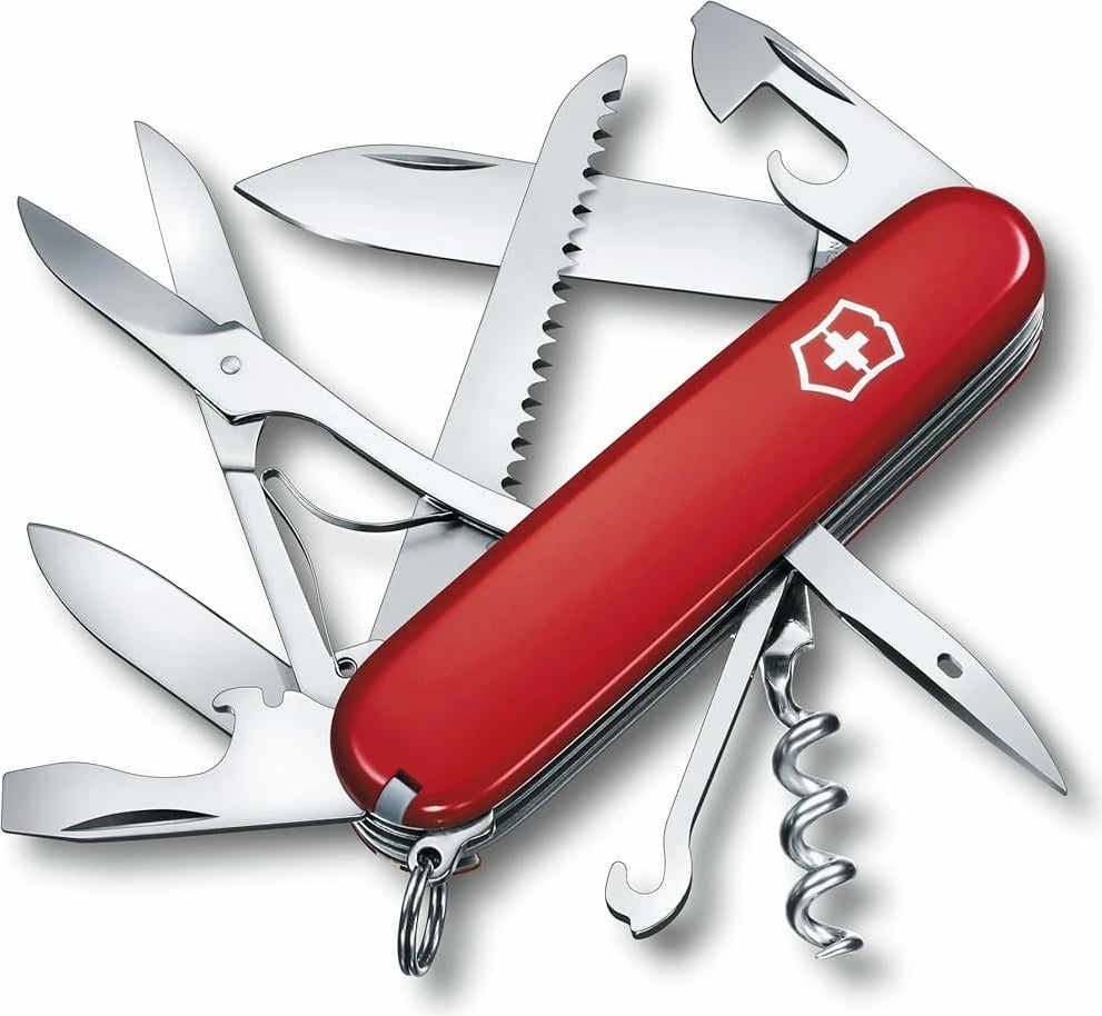 Thika e Ushtrisë Zvicerane HUNTSMAN, Victorinox e kuqe, kuti e palosshme