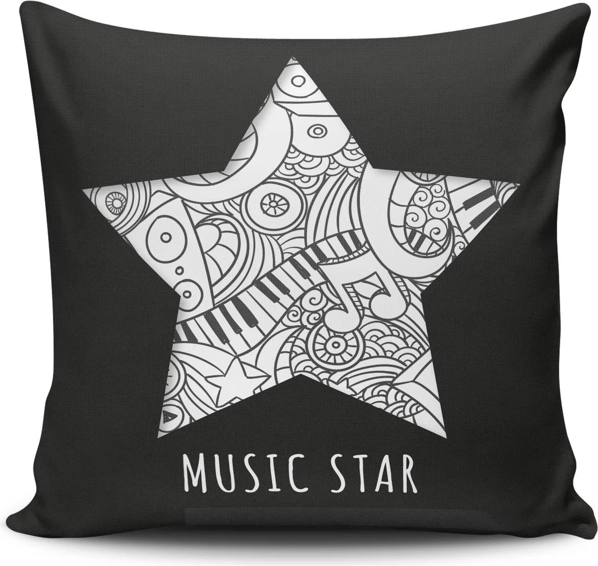 Jastëkëmbulesë dekorative, shumëngjyrëshe, 'Music Star', NKLF-369, 43x43cm