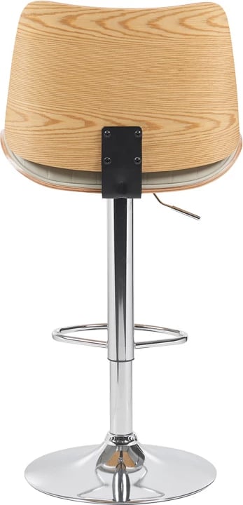 Karrige për bar Amani, lëkurë PU bezhë, bazë e kromuar, 50.5x54x87.5-107.5cm