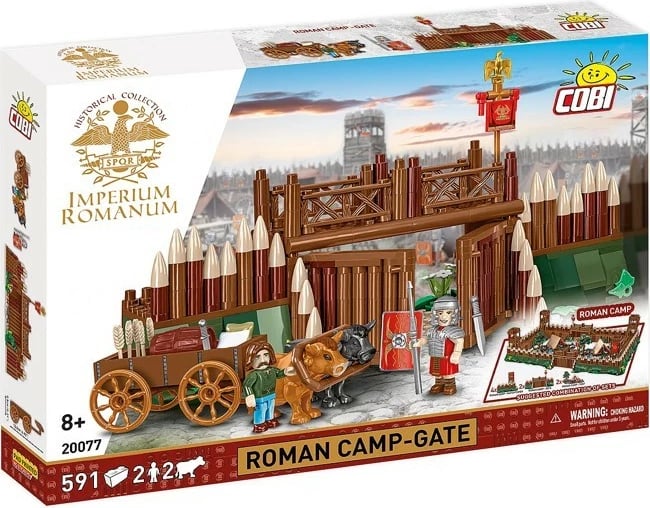 Set blloqesh ndërtimi, Cobi, COBI-20077 Roman Camp Gate, 591 elemente, 2 figurina + 2 qe, 8+