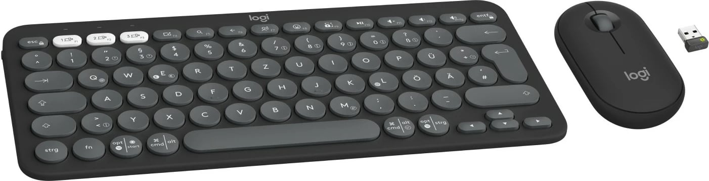 Set maus e tastierë Logitech Pebble 2 Combo 920-012203, wireless, Bluetooth, QWERTZ, grafit