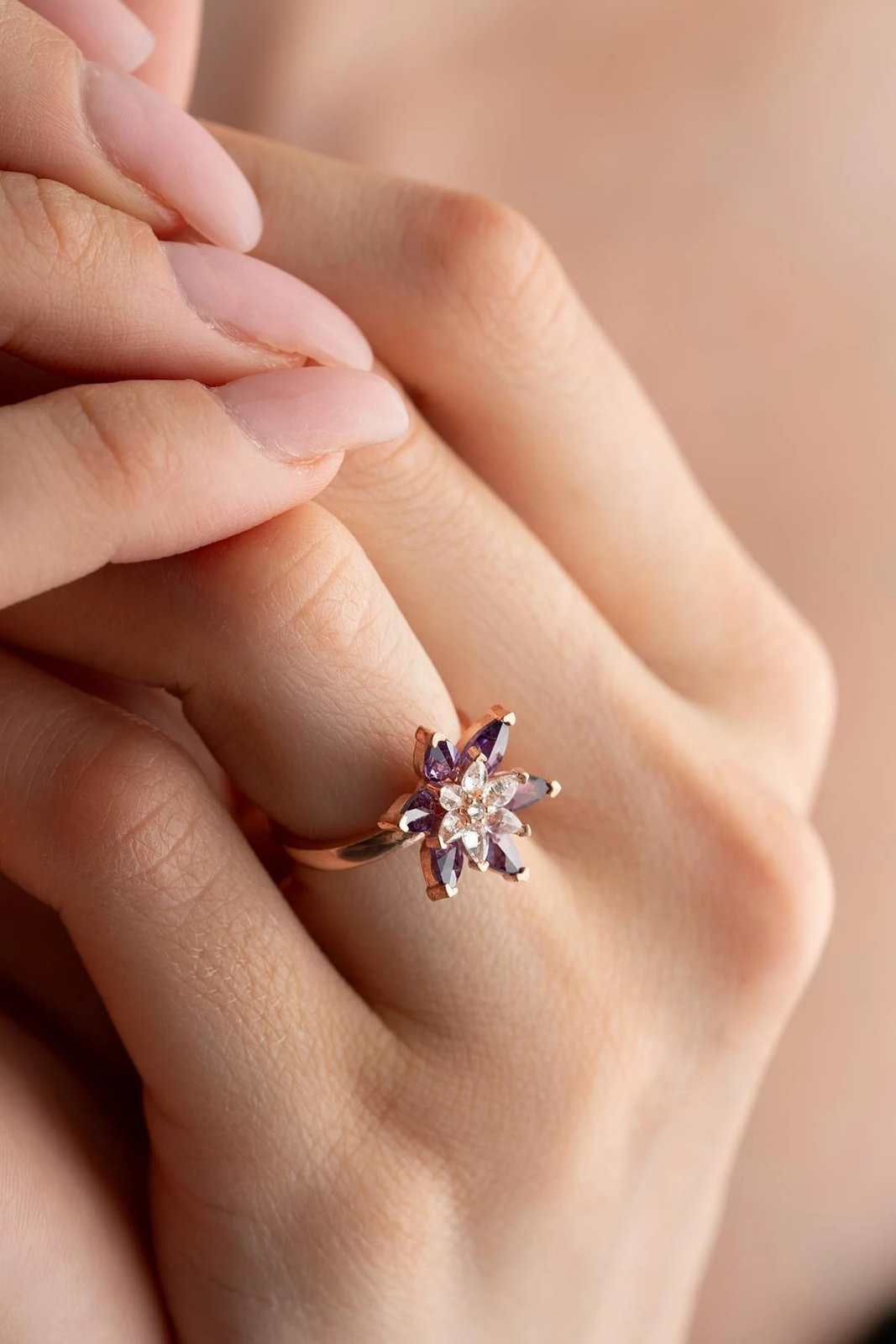 Unazë argjendi Jumeon, ngjyrë ari, e purpurt dhe e bardhë, NRZ999203