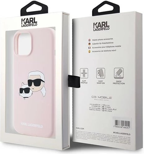 Mbështjellës Karl Lagerfeld Silicone Karl & Choupette MagSafe për iPhone 15/14/13, Rozë