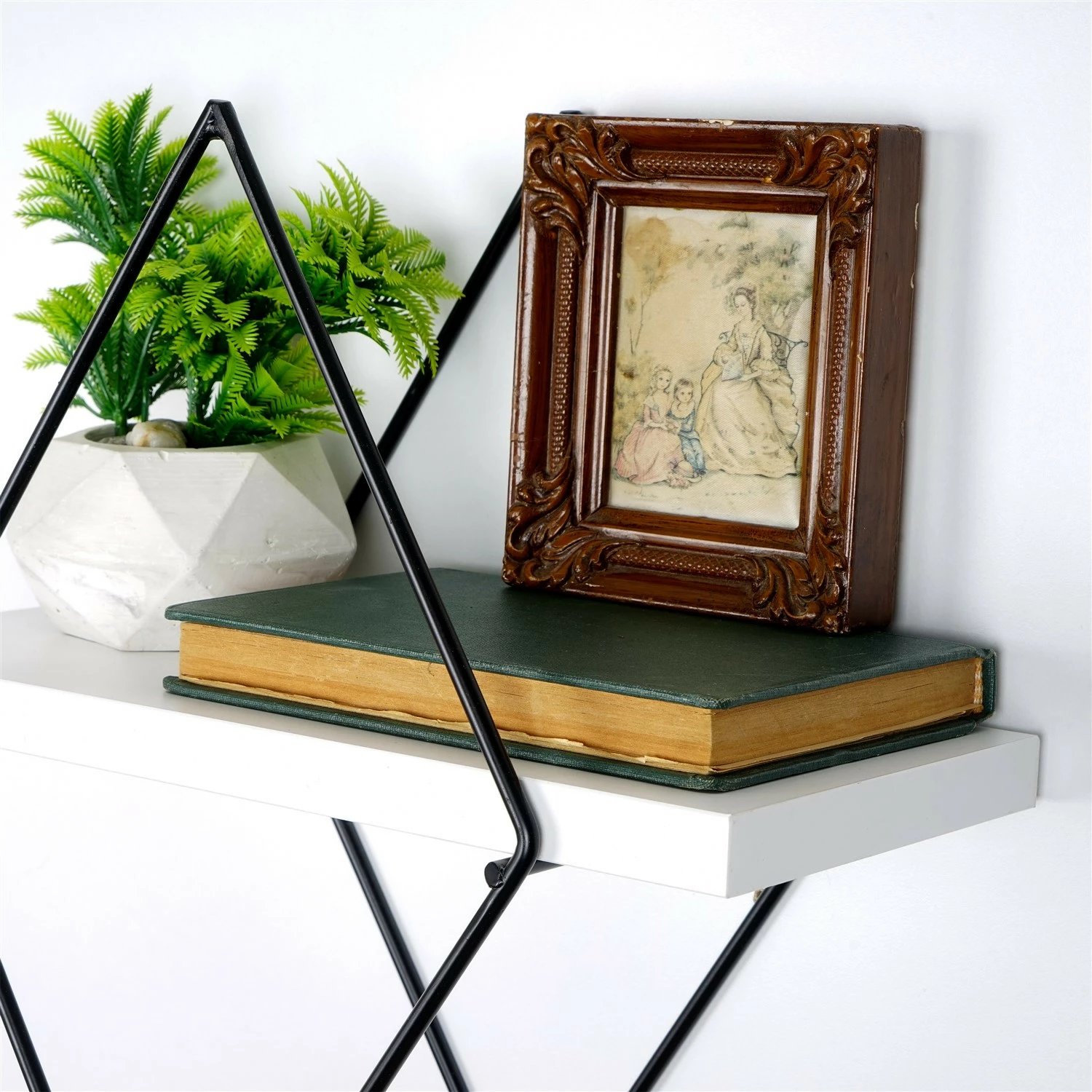 Raft dekorativ metalik për mur Hanah Home, Wr057, i bardhë (2 copë)